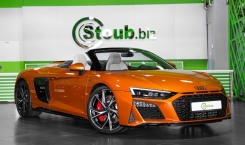 2023 Audi R8 Spyder in Samoa Orange Open roof