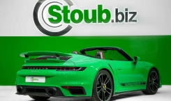 2023 Porsche 911 Turbo S Cabriolet Python Green Back View